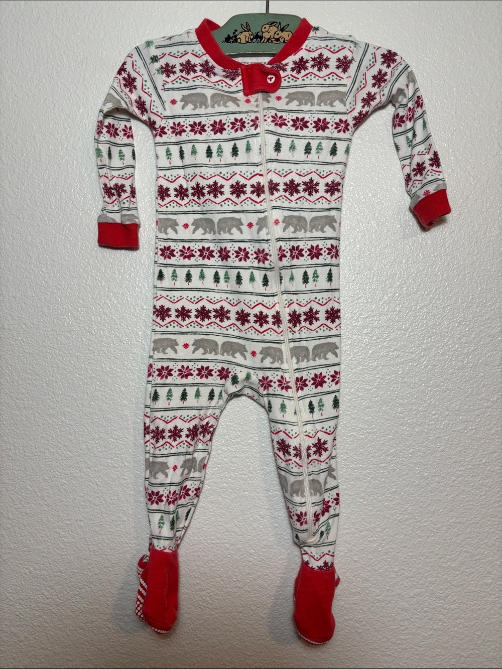 Burt’s Bees Baby 100% Organic Cotton One Piece Footed Pajama Size 6-9 Mo Holiday